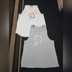 Sleeveless Tops - White and Gray